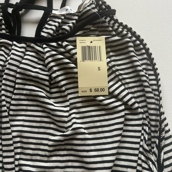 NEW Max Studio Women's Striped Halter Top Size S Crew Neck Stretch Loose Black - Picture 5 of 8